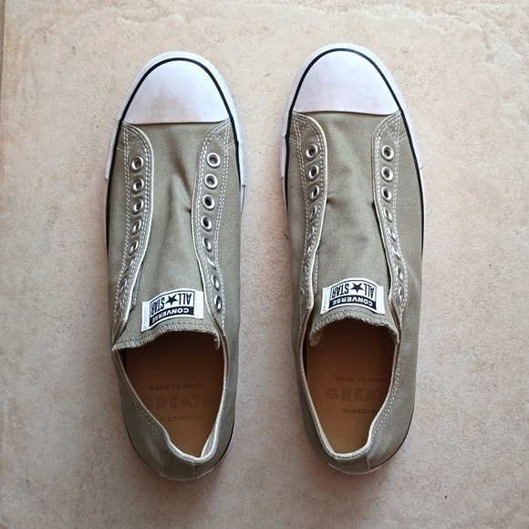 Converse Khaki Green Unisex Low Top Sneakers - Picture 1 of 4